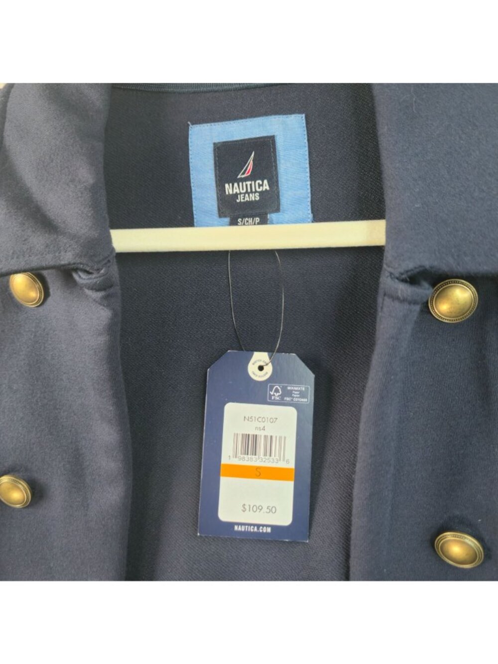 Preppy Military Open Front Jacket Small Navy Blue Long Sleeve Nautical Academia - Picture 8 of 10